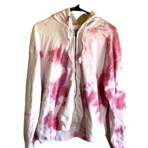 Abercrombie & Fitch woman’s XL Soft A&F Fleece pink tie dye zip up hooded jacket